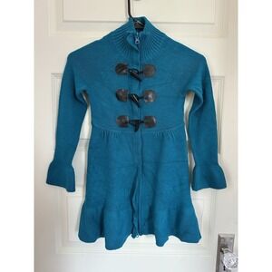 VTG Y2K Take Out Girls Sweater Shirt Size 7/8 Blue Teal Dressy Casual Knit Top